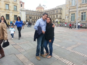 me and dad in the plaza de bolivar (bogota)